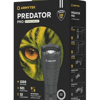 Lanterna LED, Armytek, Predator Pro, Incarcator magnetic USB, 1500 lm, Li-Ion 3500 mAh, Lumina alba